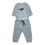 MINI BANDA completo 2pz tinta unita felpa-pantalone Azzurro per Neonato 3A656 AZZURRO MINI BANDA 