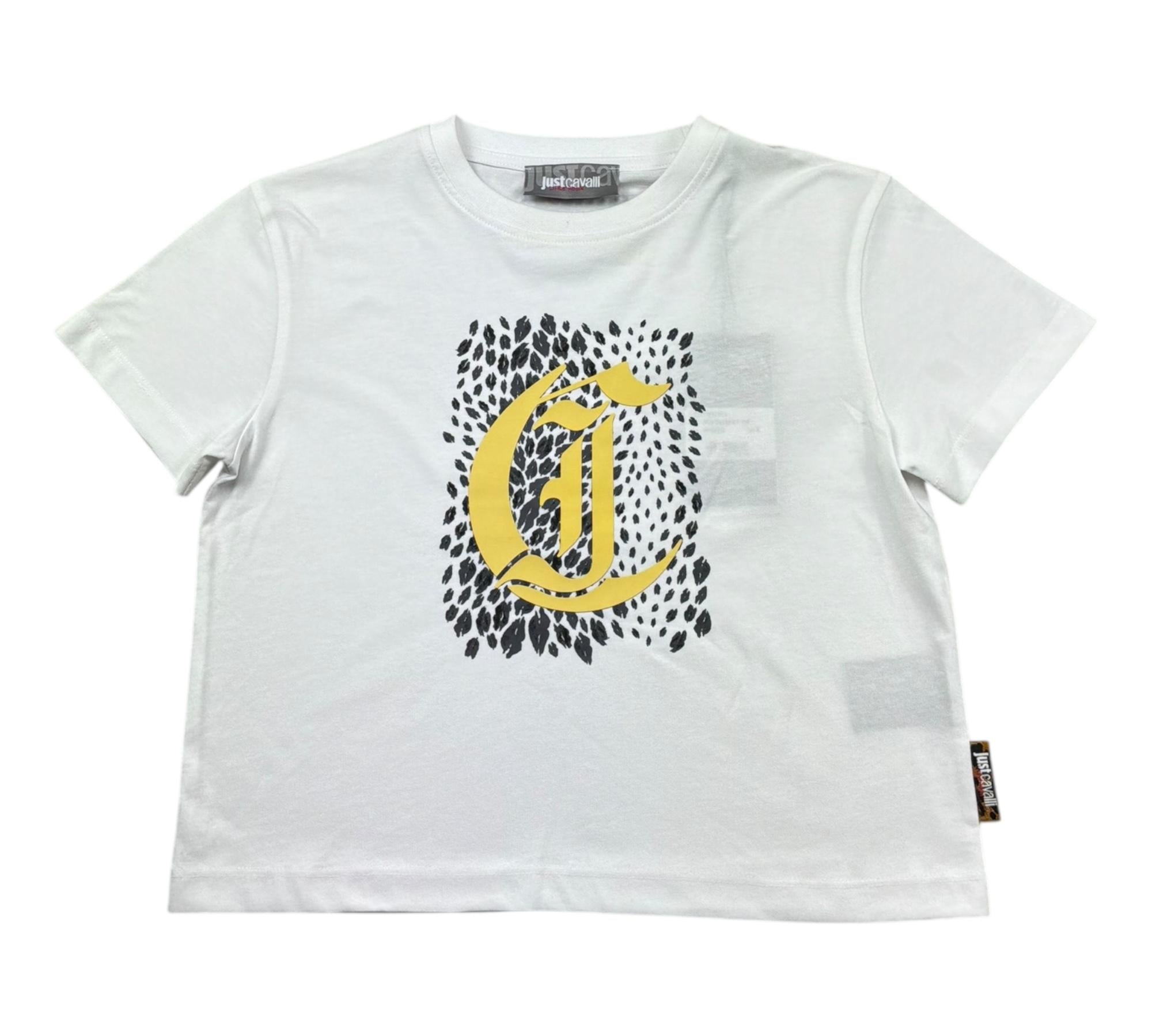 Just Cavalli T-Shirt Girocollo Tinta Unita con Logo per Bambina JGP26185TS BIANCO JUST CAVALLI 