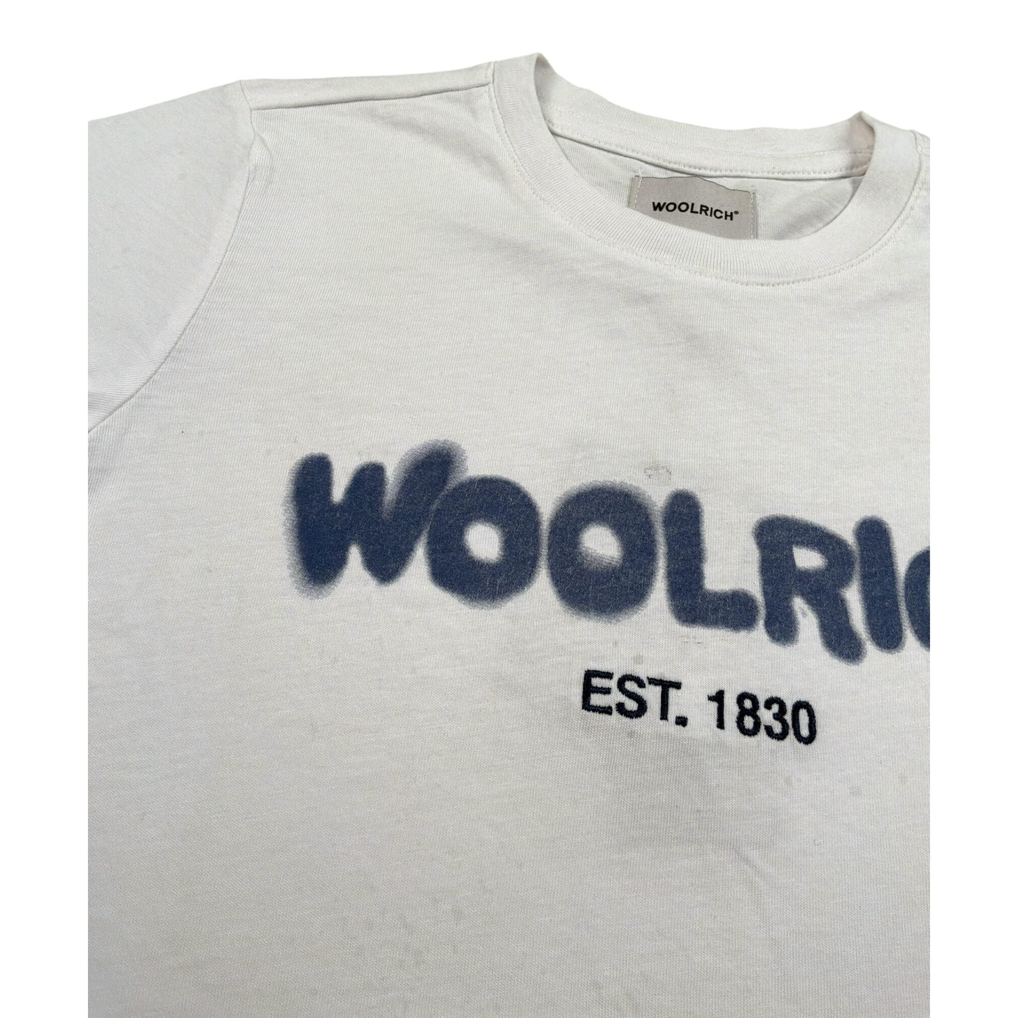 Woolrich T-Shirt Girocollo tinta unita con Logo Bianco per Bambino CFWKTE0044MRUT1486 BIANCO WOOLRICH 