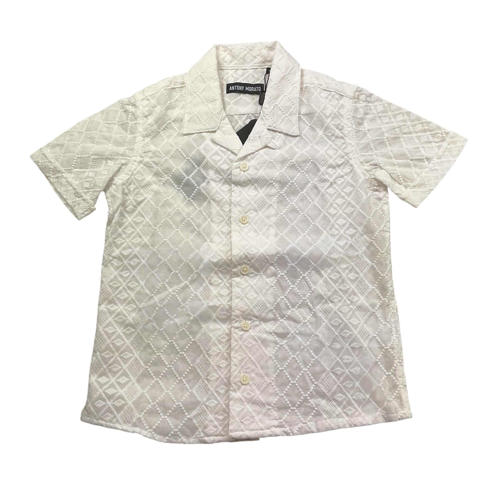 Antony Morato Camicia Tinta Unita con Fantasia Mezza Manica per Bambino MKSS00073 BIANCO ANTONY MORATO 