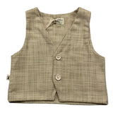 Petit Indi Gilet Microfantasia Tinta Unita Beige Per Neonato