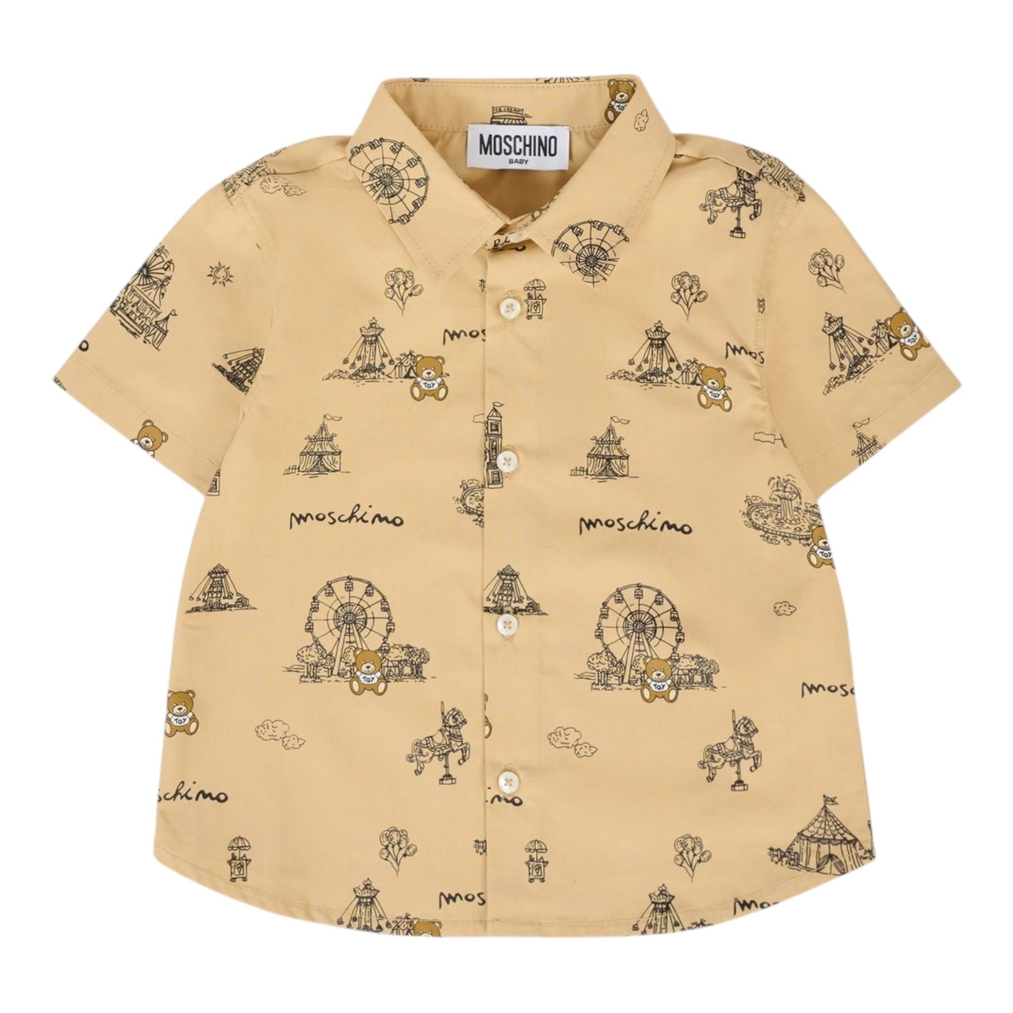 Moschino Camicia Tinta Unita con Stampa per Neonata MOC018 CAMMELLO MOSCHINO 