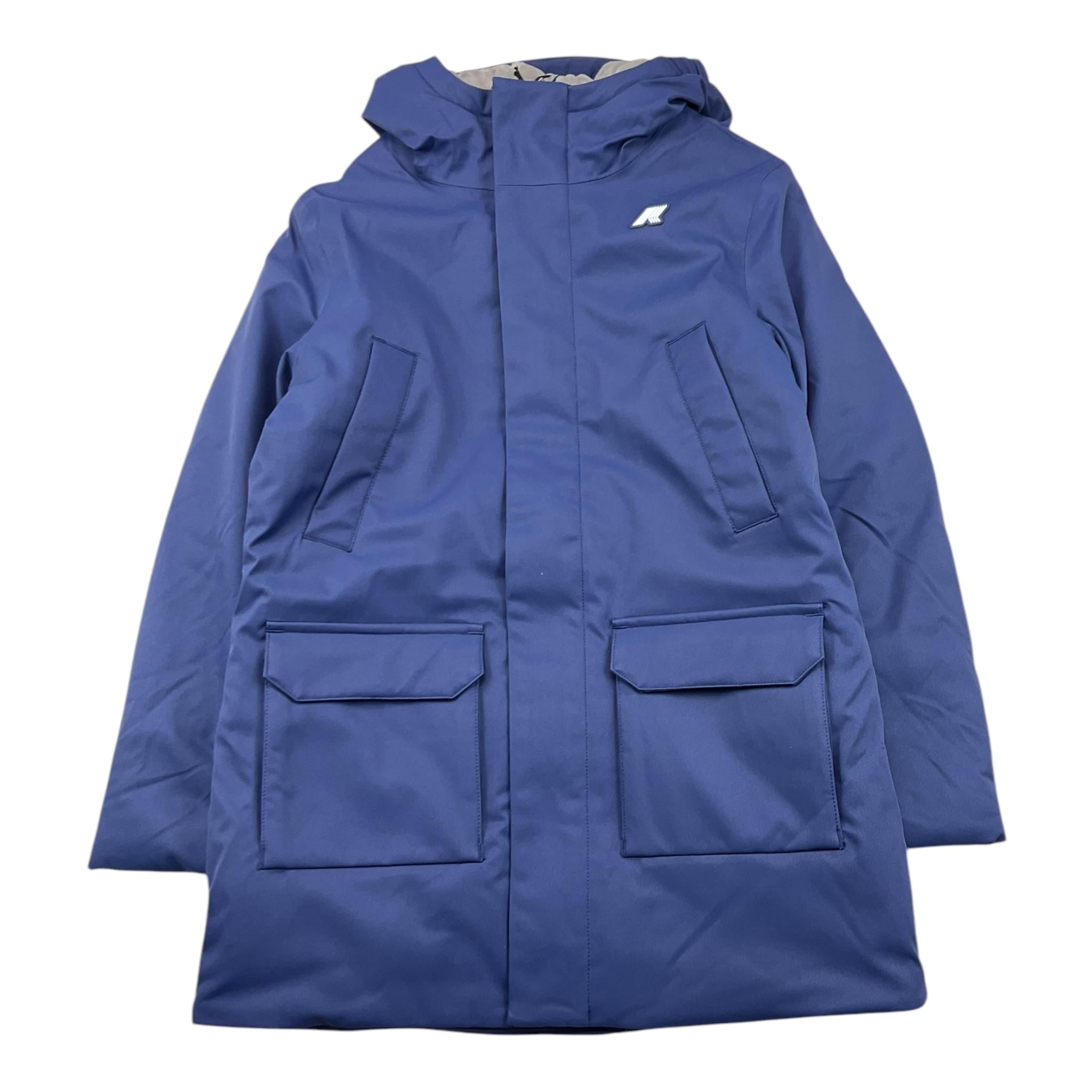 K-WAY giubbino tinta unita modello lungo con cappuccio Blu per Bambino K1128HWX BLU K-WAY 