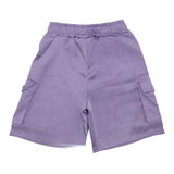Disclaimer Bermuda Tinta Unita Modello Cargo Con Elastico In Vita Lilla Per Bambina