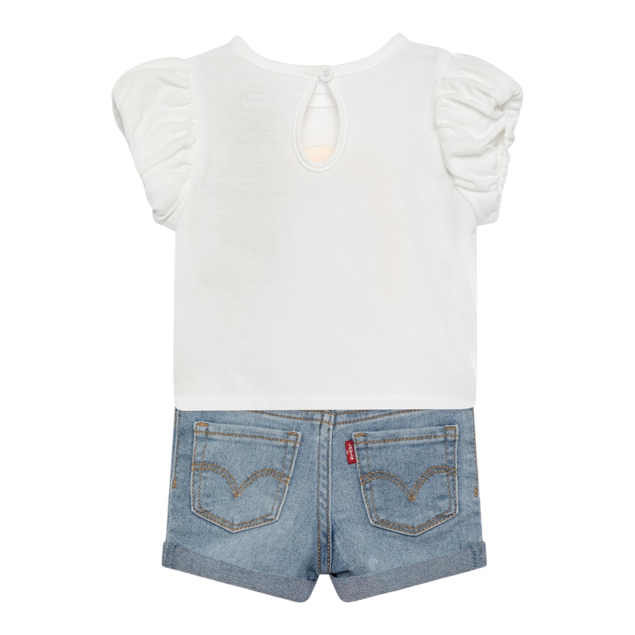 Levi'S Completo 2 Pezzi T-Shirt-Short In Denim per Bambina 1EH076J BIANCO LEVI'S 
