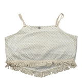 Please Top Tinta Unita con Frangie E Bretelle per Bambina CC90230G72XX PANNA PLEASE 