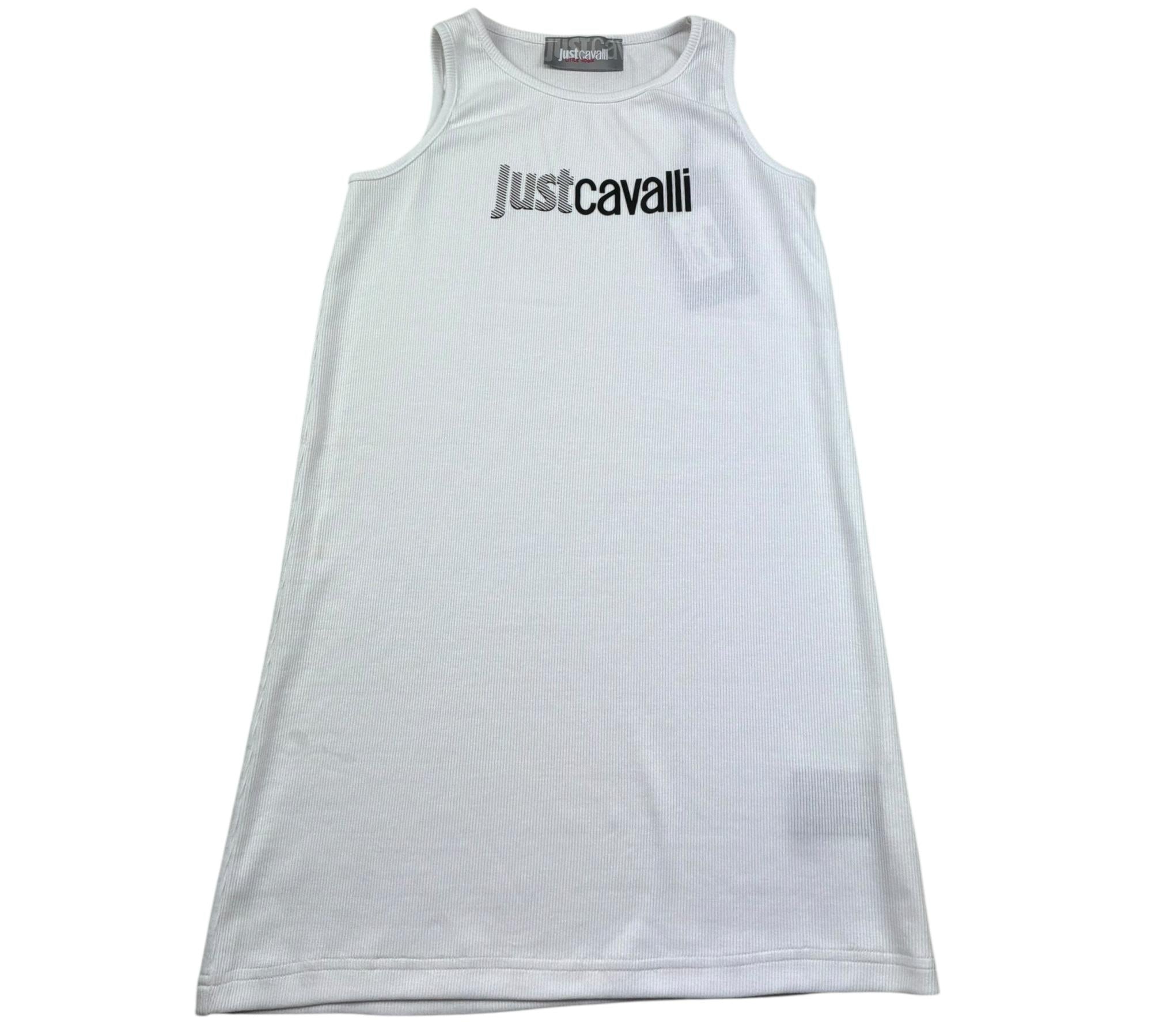 Just Cavalli Abito Giromanica Tinta Unita con Logo per Bambina JGP26007VE BIANCO JUST CAVALLI 