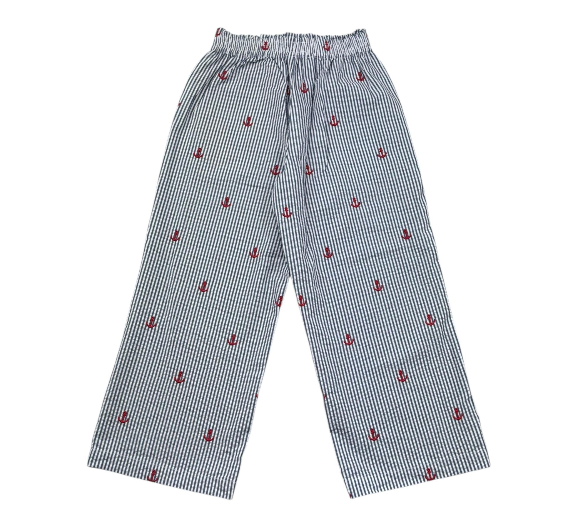Saint Barth Pantalone Modello Palazzo Fantasia A Righe per Bambina PATRICIAJR BIANCO/BLU SAINT BARTH 