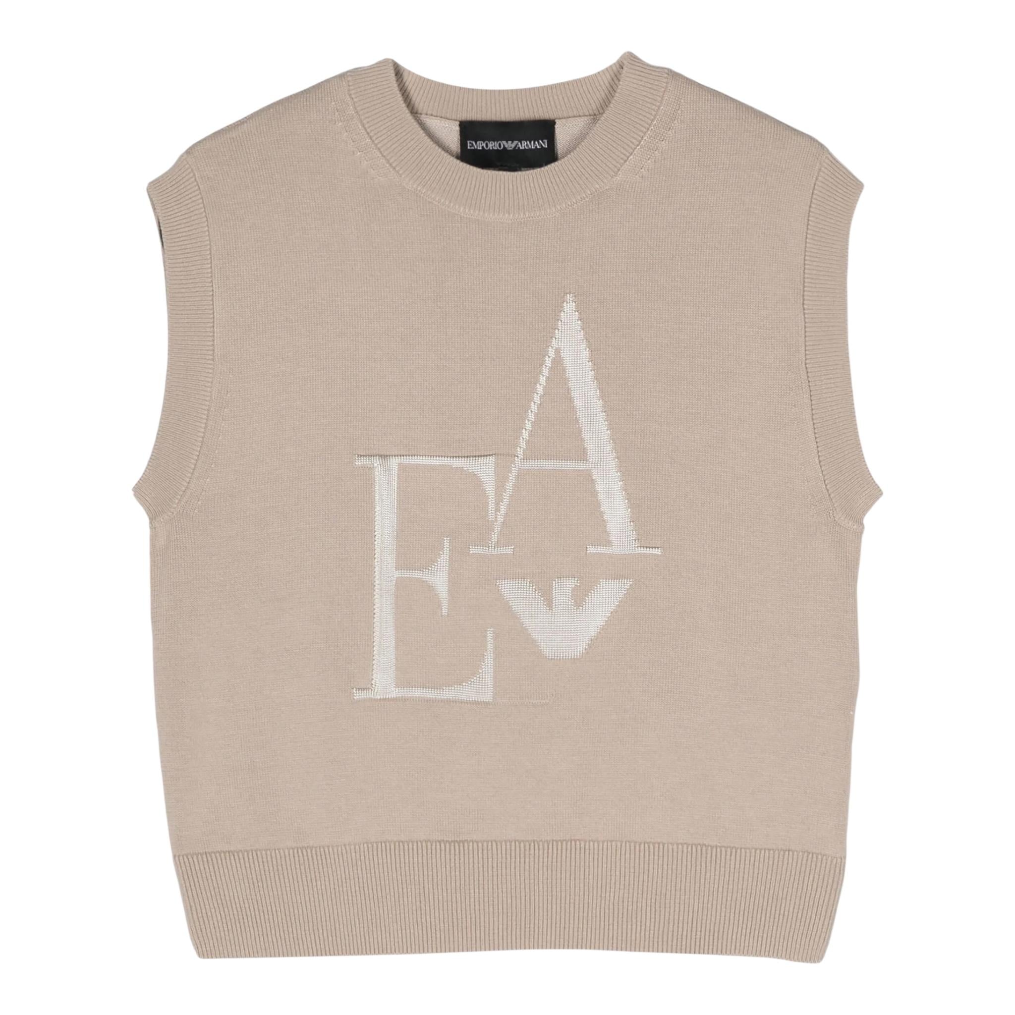 Emporio Armani Gilet In Maglia Tinta Unita Girocollo per Bambino 3D4M52 BEIGE EMPORIO ARMANI 