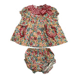 Valentina Bebes Set Abito-Coulotte Tinta Unita con Stampa Beige per Neonata