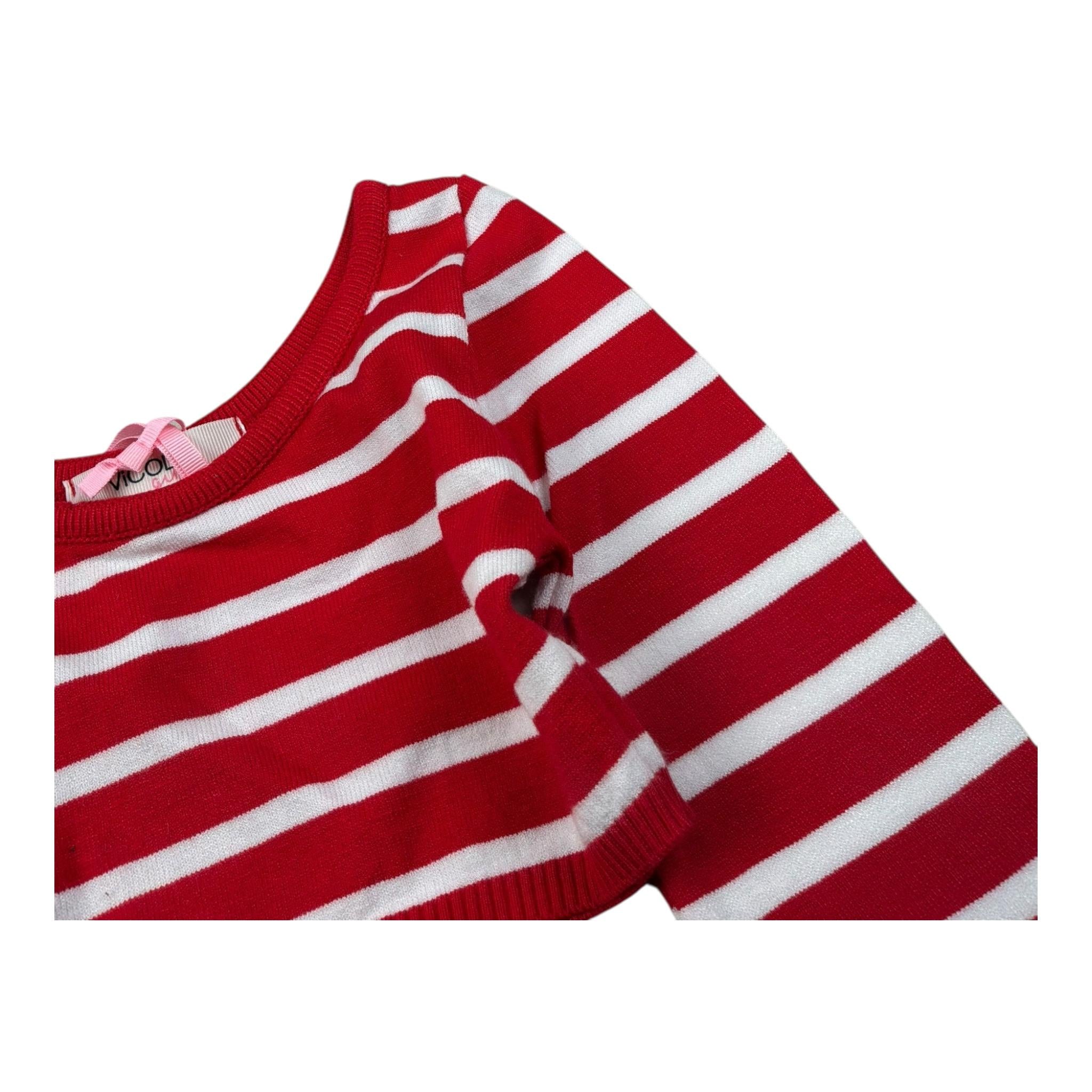 Vicolo Maglia Crop Bicolore con Fantasia A Righe per Neonata 3145WY00311 BIANCO/ROSSO VICOLO 