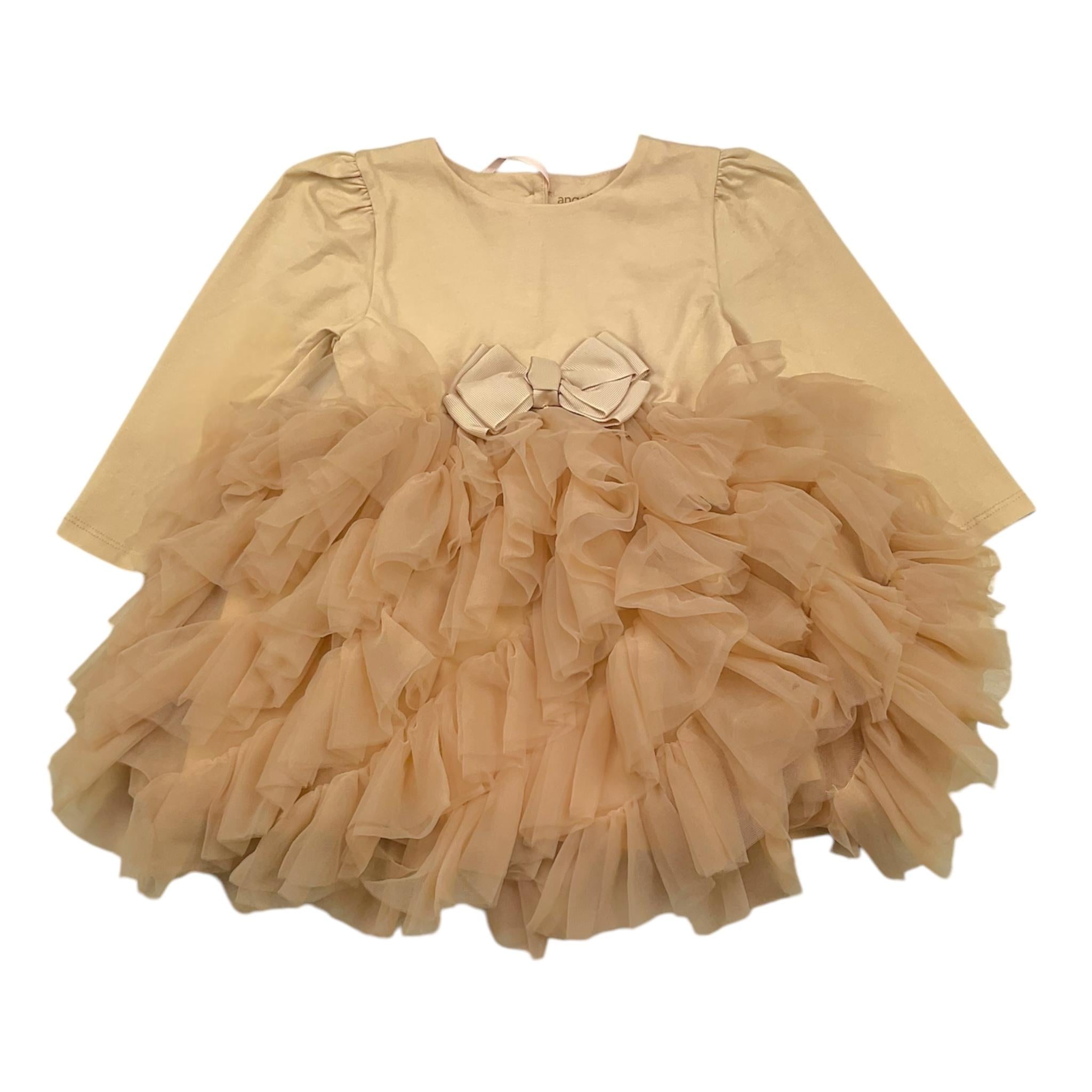 ANGEL'S FACE abito tinta unita con tulle e fiocco Sabbia per Neonata AF2180855 SABBIA ANGEL'S FACE 