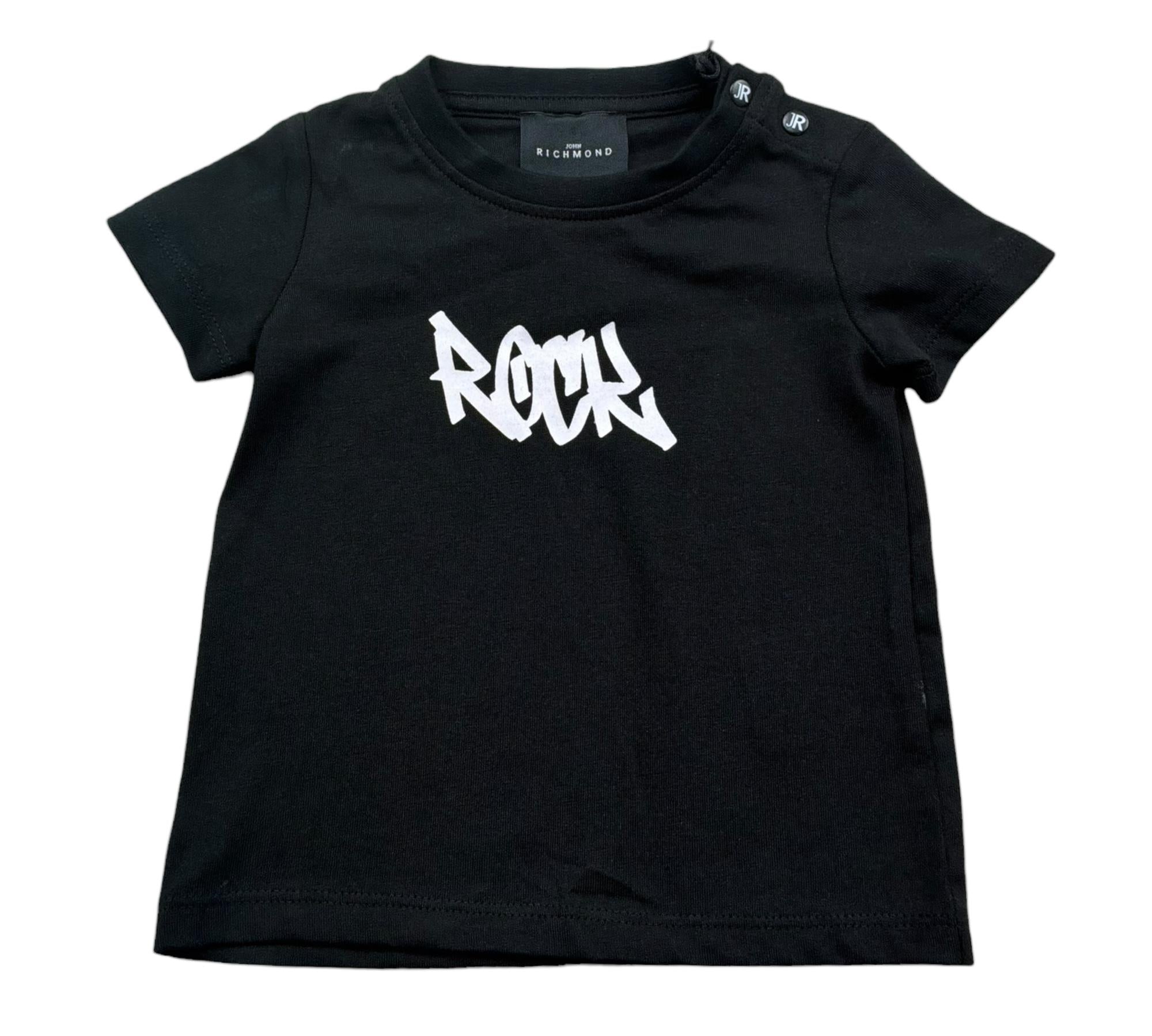 John Richmond T-Shirt Girocollo Tinta Unita con Stampa per Neonato RIP26055TS NERO JOHN RICHMOND 