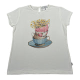 Magil T-Shirt Girocollo tinta unita con Stampa Bianco per Bambina FN26070 BIANCO MAGIL 