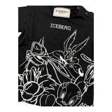 Iceberg T-Shirt Girocollo Tinta Unita con Stampa In Contrasto Nero per Neonato