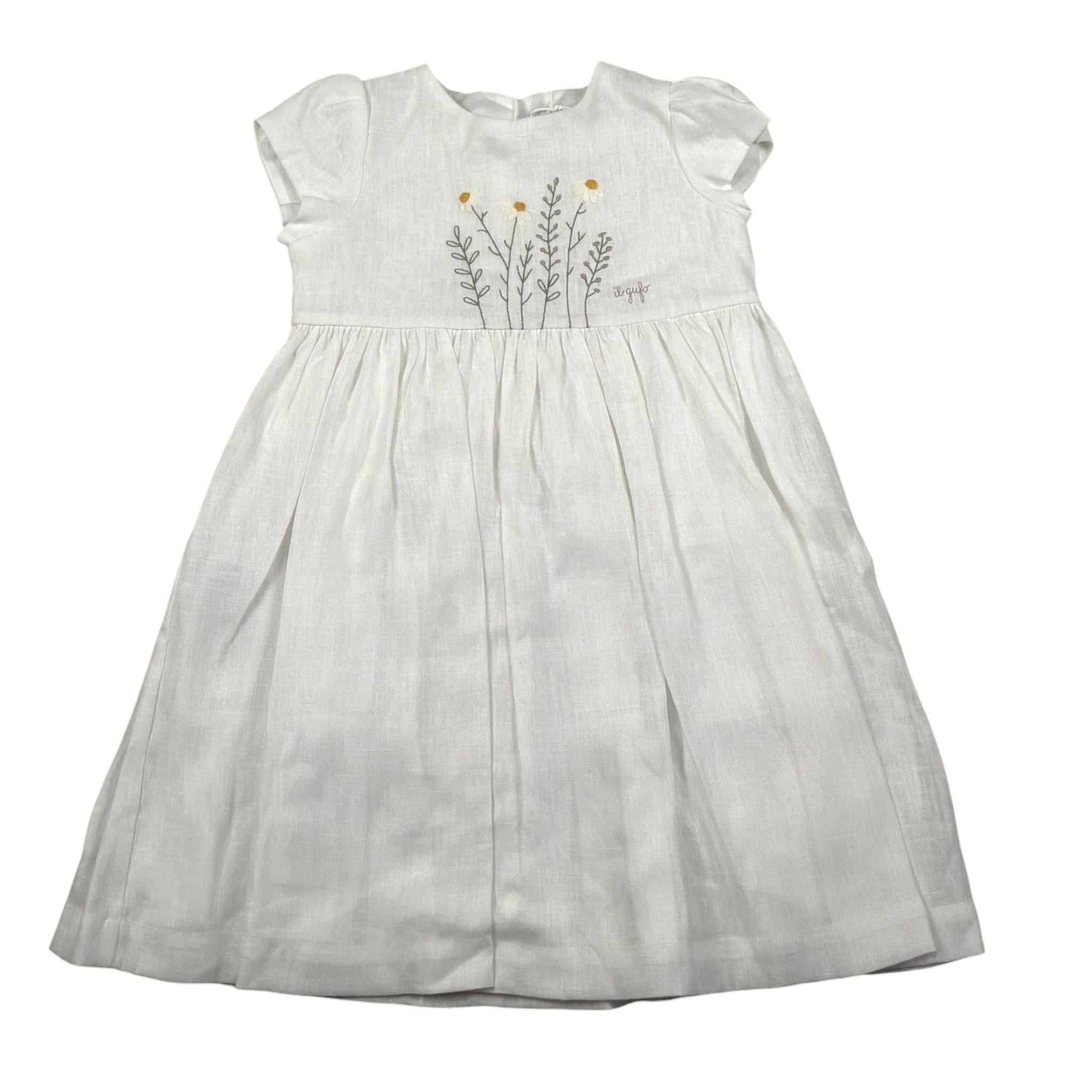 Il Gufo Abito Mezza Manica Tinta Unita con Ricami per Neonata P25VW788L0002 BIANCO IL GUFO 