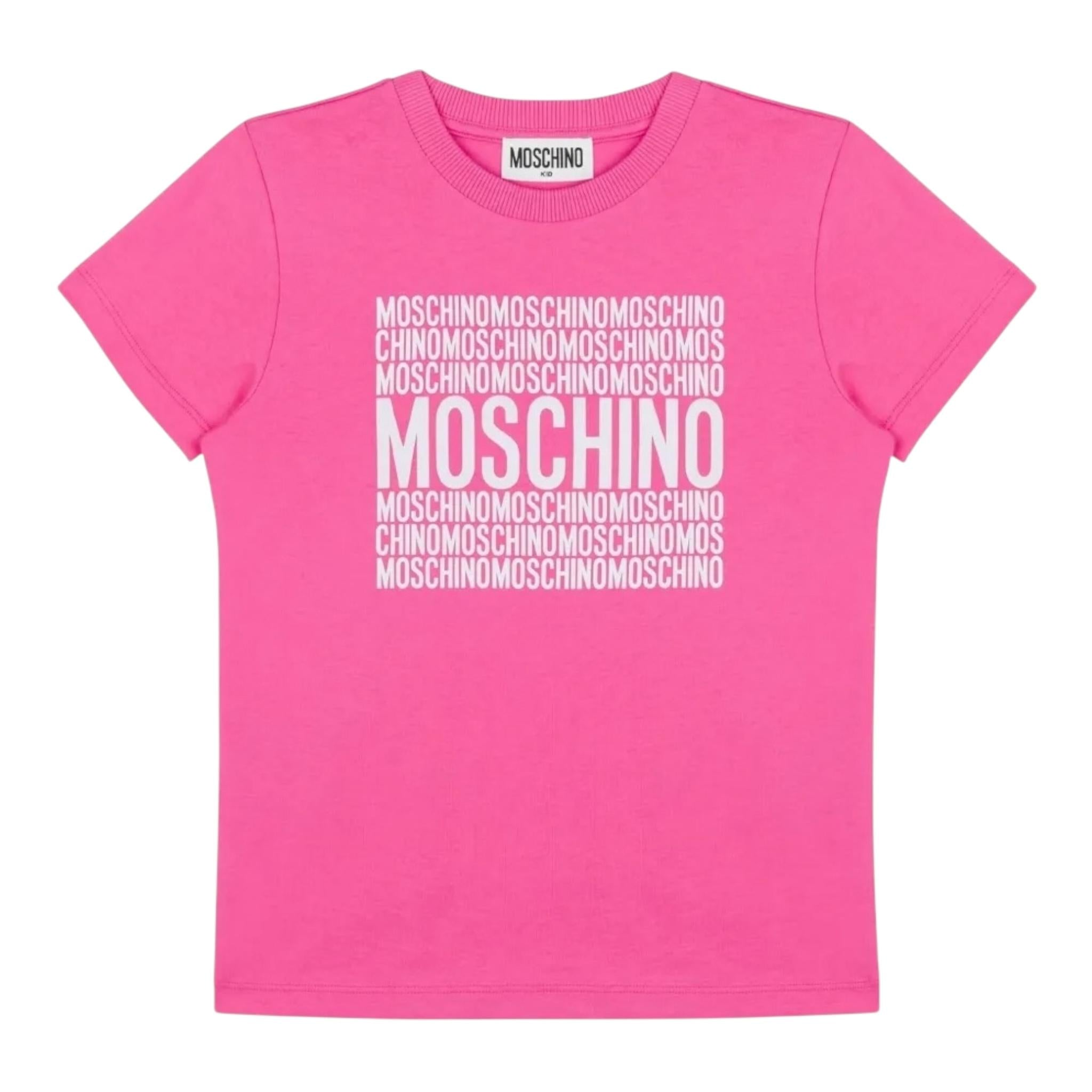 Moschino T-Shirt Girocollo Tinta Unita con Stampa per Neonata M9M032 ROSA MOSCHINO 
