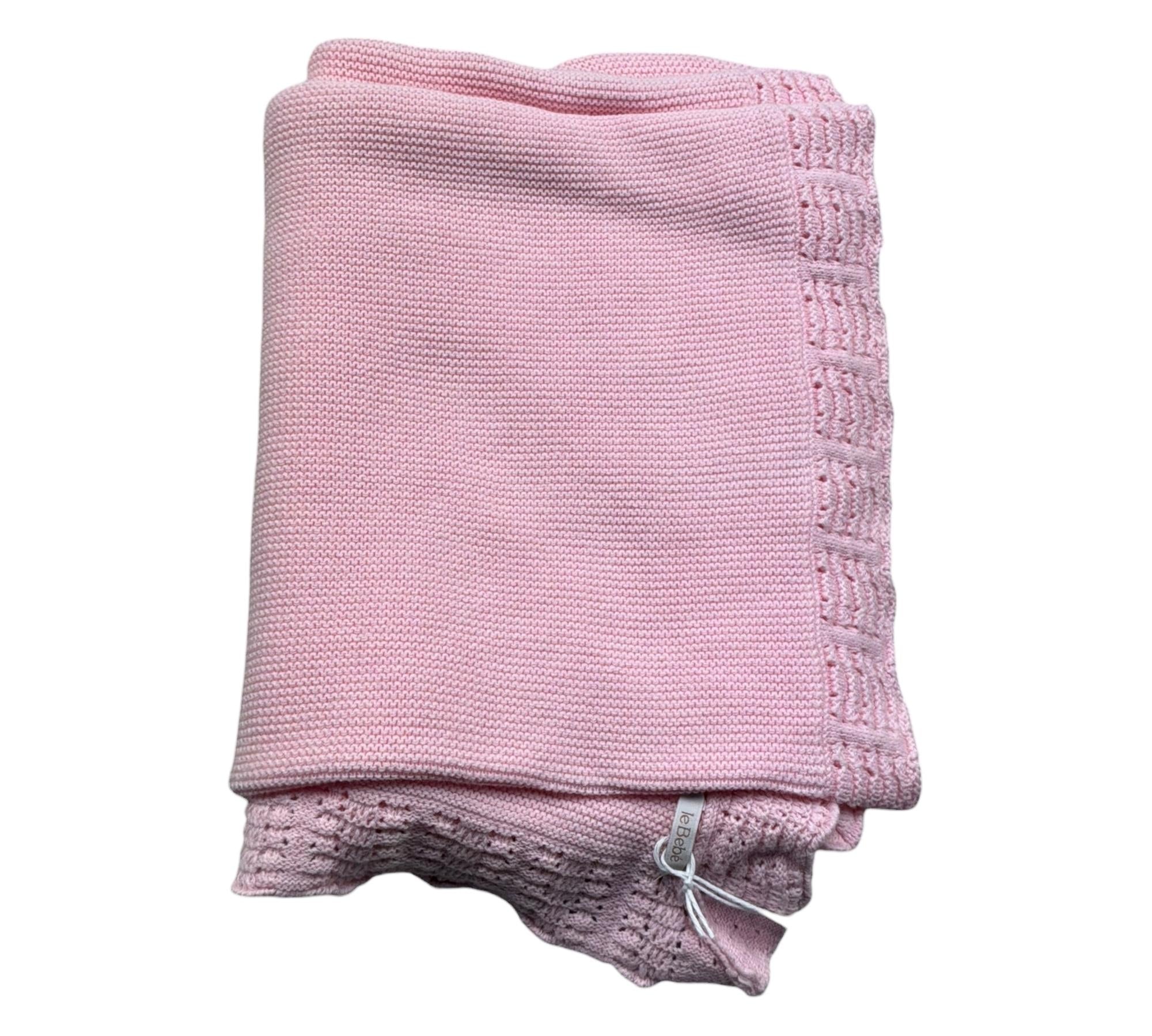 Le Bebe Coperta Tinta Unita con Ricami per Neonata LBG6280 ROSA LE BEBE 