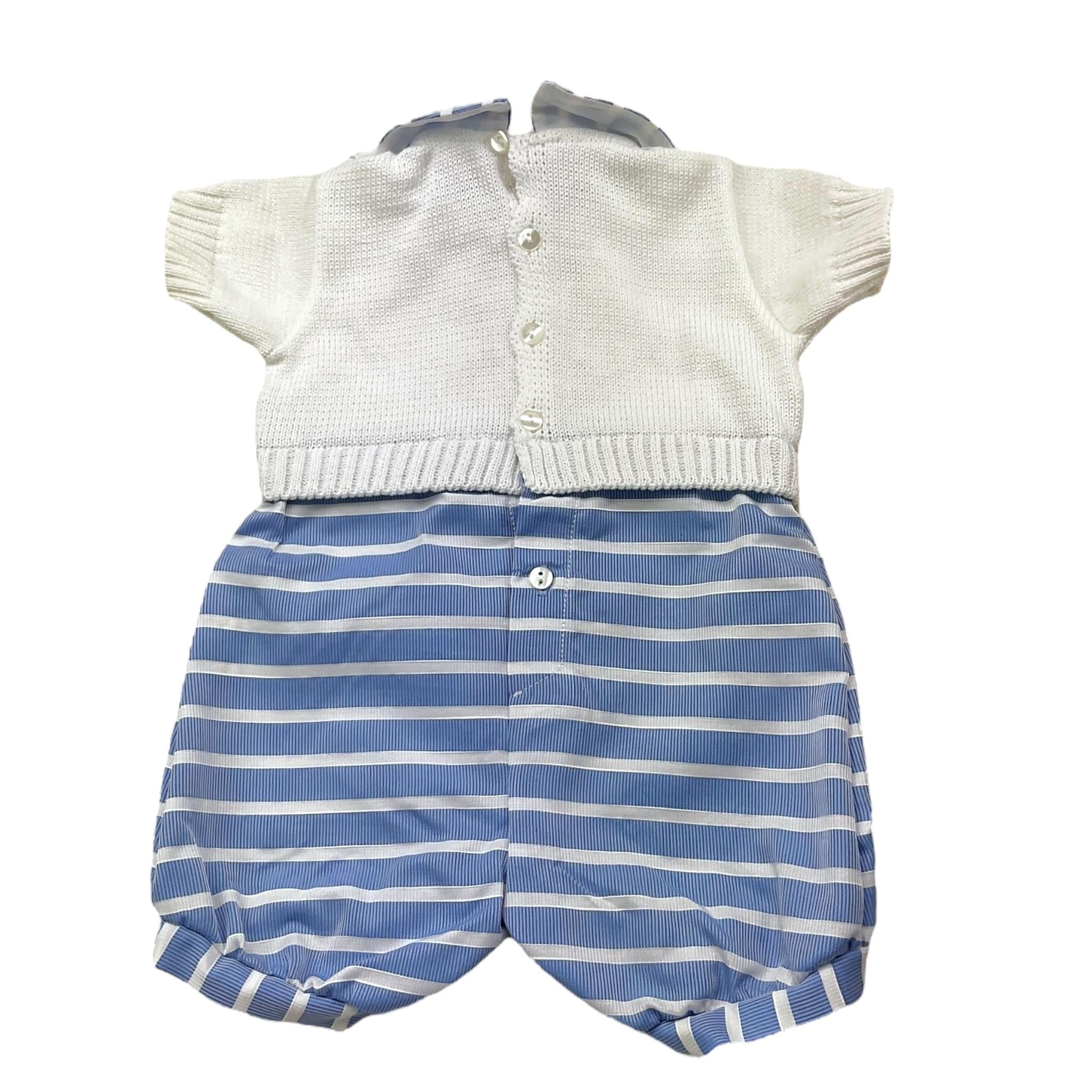 La Sartoria Dei Piccoli Pagliaccetto Bicolore con Stampa per Neonato LP004 BIANC/BLU LA SARTORIA DEI PICCOLI 