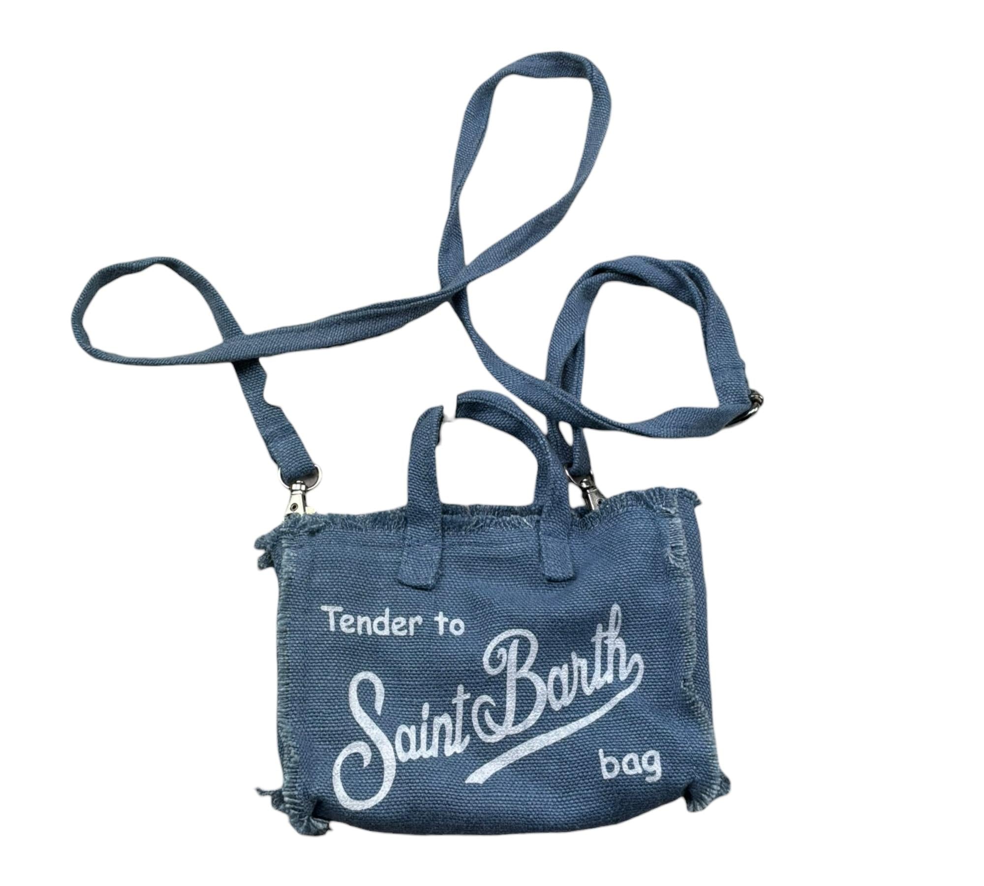 Saint Barth Mini Borsa In Denim Tinta Unita per Bambina PHONE AZZURRO SAINT BARTH 