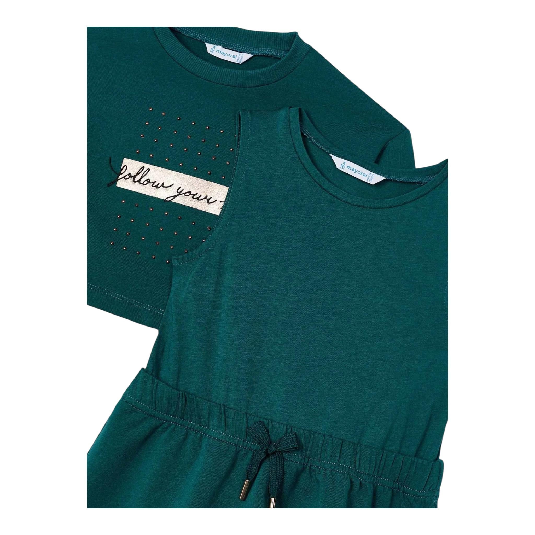 MAYORAL completo 2pz felpa-shorts tinta unita Verde per Bambina 4927JX VERDE MAYORAL 