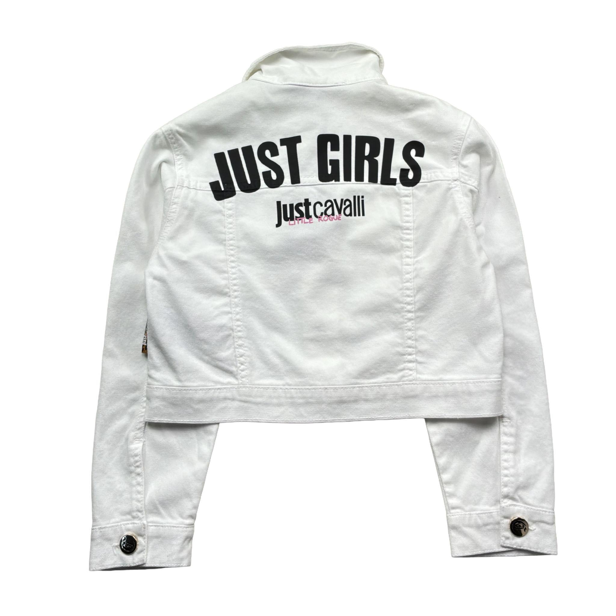 Just Cavalli Giubbino In Denim Tinta Unita con Logo per Bambina JGP26038GB BIANCO JUST CAVALLI 