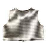 Lalalu' Gilet Tinta Unita Con Fantasia A Righe Beige Per Neonato