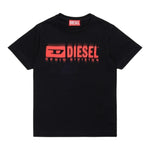 Diesel T-Shirt Girocollo Tinta Unita con Stampa per Bambino J02033 NERO DIESEL 