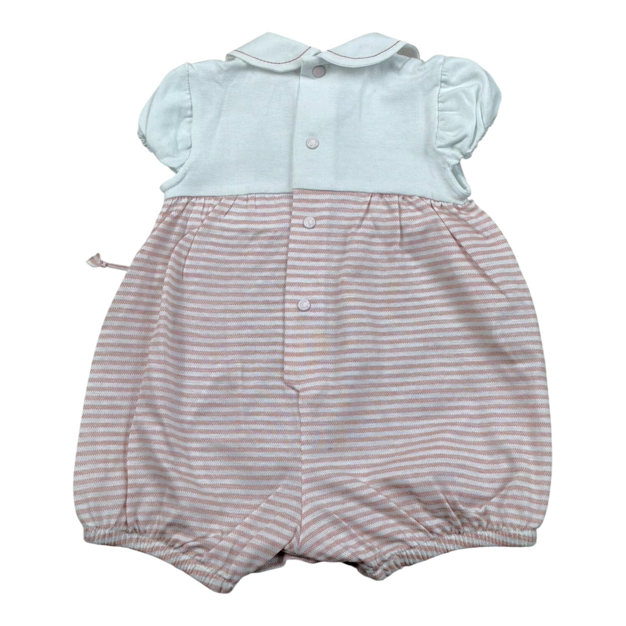 Barcellino Pagliaccetto Bicolore Mezza Manica per Neonata 120903 BIANCO/ROSA BARCELLINO 