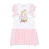 Monnalisa Abito Bicolore con Stampa E Brillantini per Bambina 19E918 BIANCO/ROSA MONNALISA 