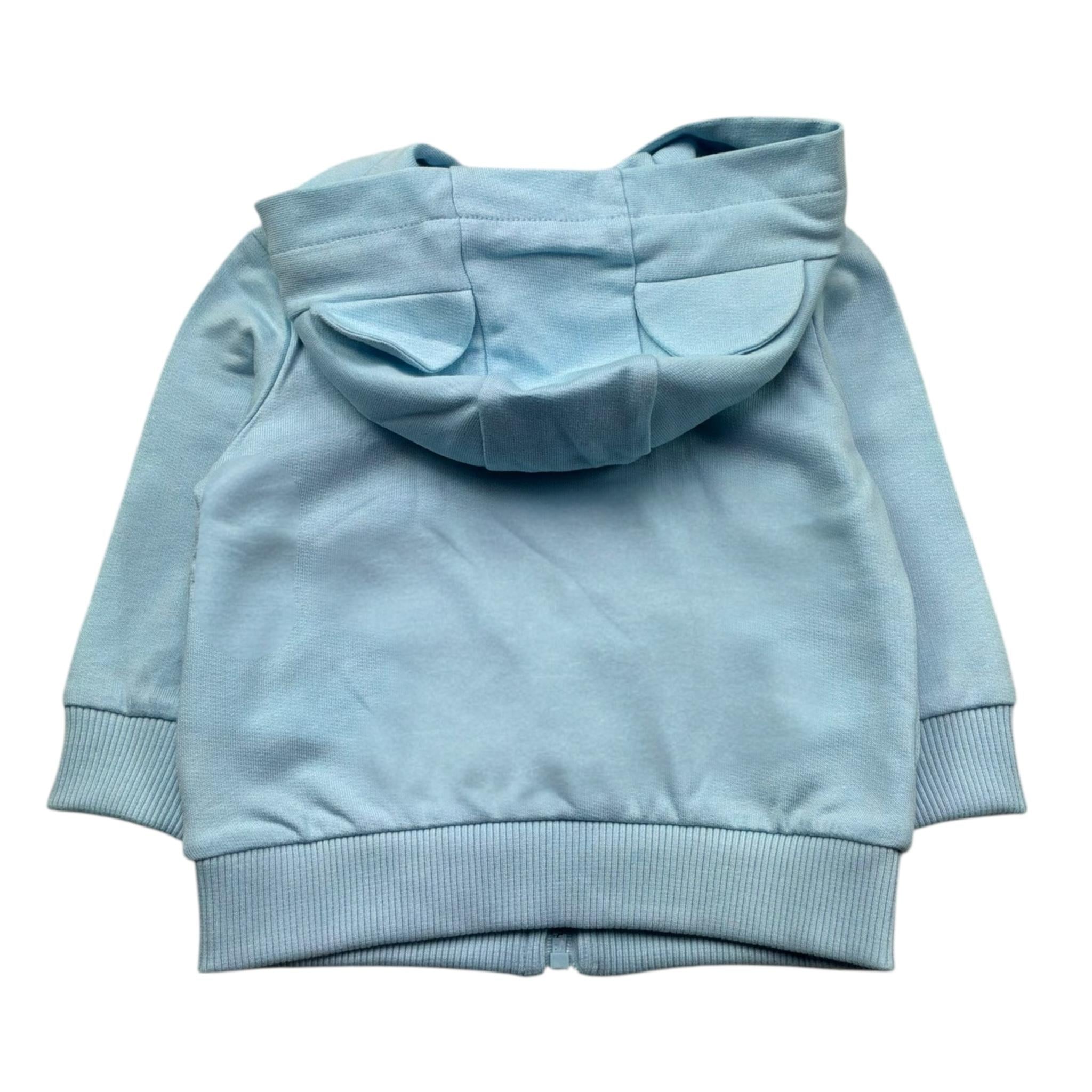 Moschino Felpa Tinta Unita con Zip E Cappuccio per Neonato MUF067 AZZURRO MOSCHINO 