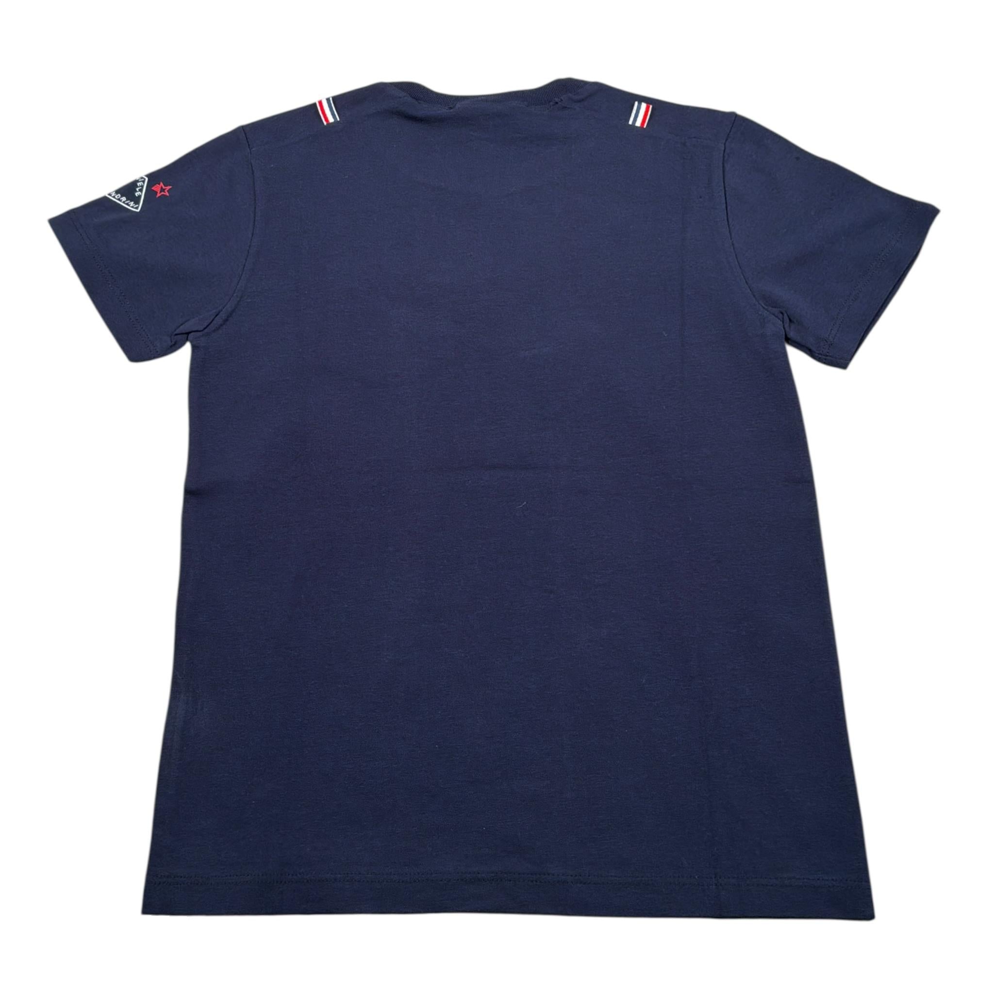 Daniele Alessandrini T-Shirt Girocollo tinta unita con Stampe Blu per Bambino 1236M0333 BLU DANIELE ALESSANDRINI 