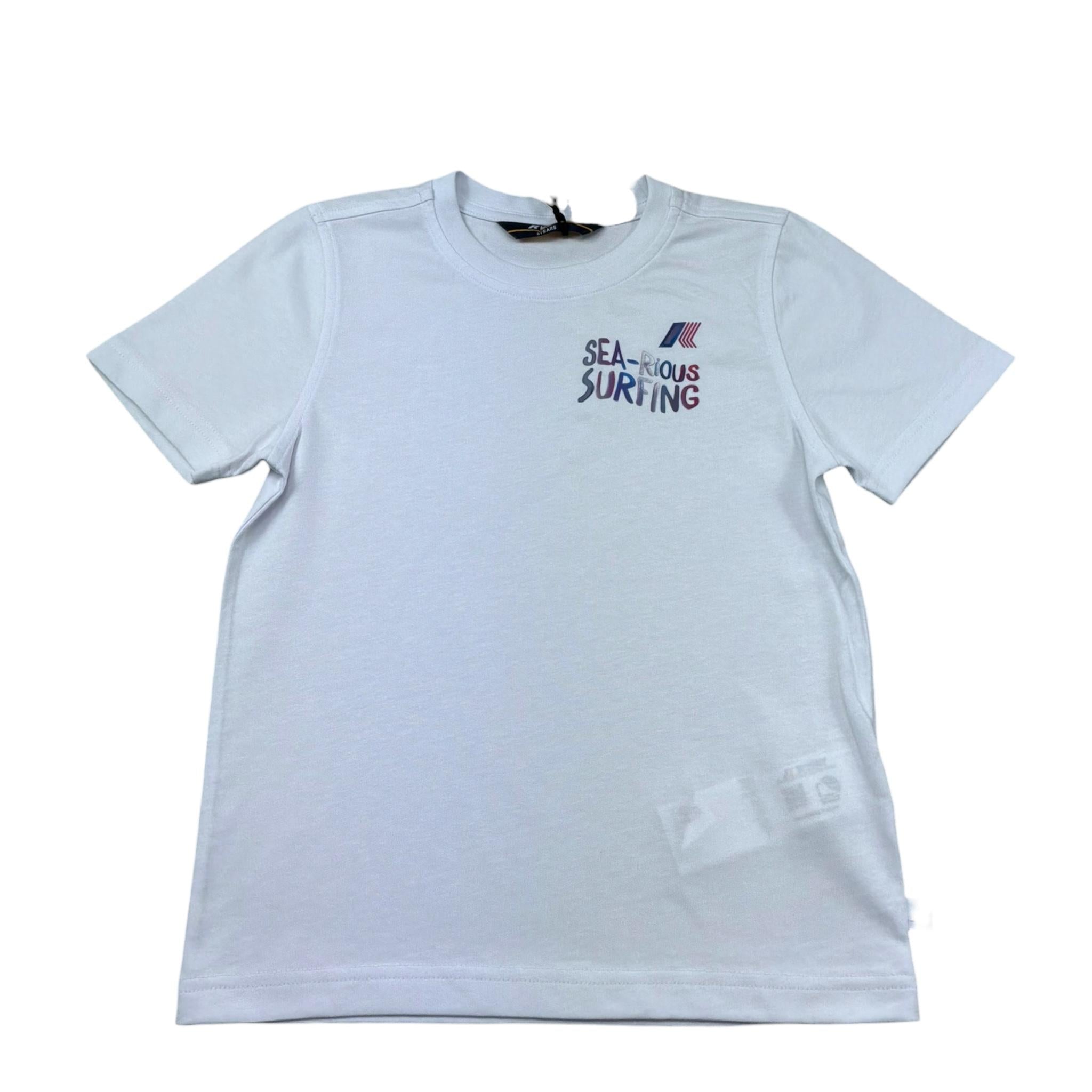 K-Way T-Shirt Girocollo Tinta Unita con Stampa per Bambino K1161ZW BIANCO K-WAY 