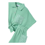 Mayoral Completo 2 Pezzi Camicia-Short Tinta Unita per Bambina 3210 VERDE MAYORAL 