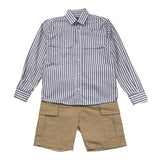Never Too Completo 2 Pezzi Camicia Mezza Manica-Bermuda Azzurro Per Bambino
