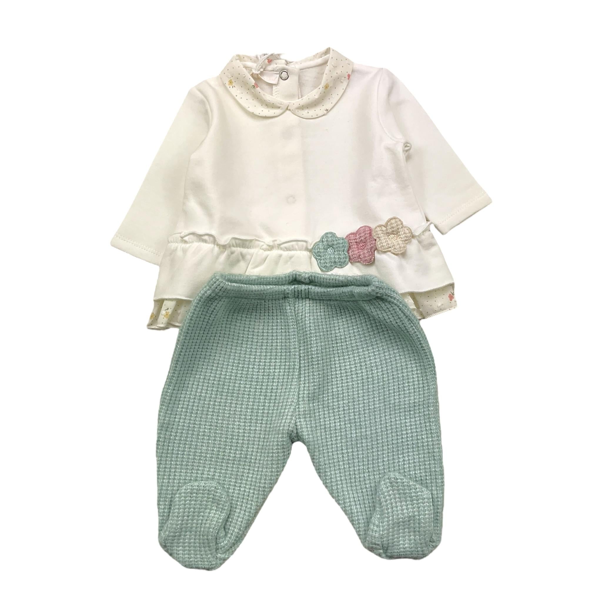 NINNAOH completo 2pz bicolore maglia-ghettina Bianco/rosa per Neonata I2471C BIANCO/AZZURRO NINNAOH 