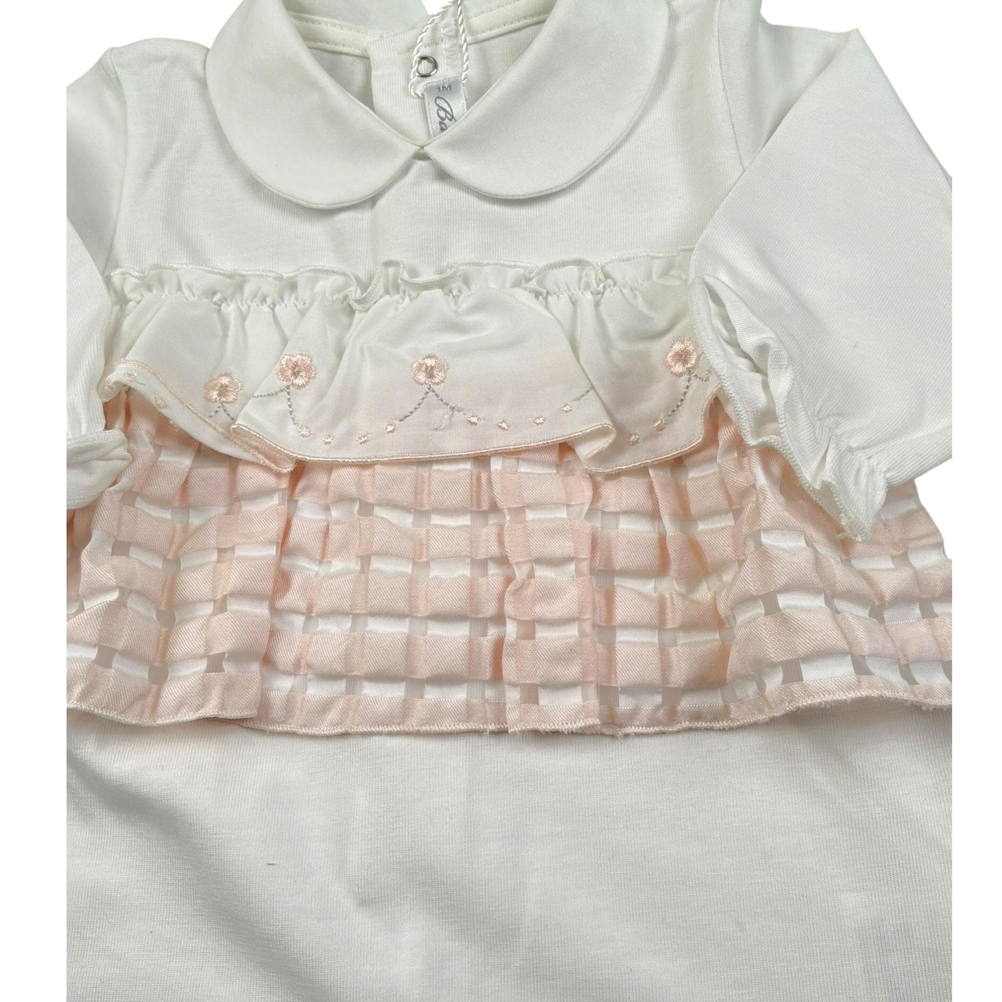 Barcellino Tutina Bicolore con Stampa per Neonata 110801 BIANCO/ROSA BARCELLINO 