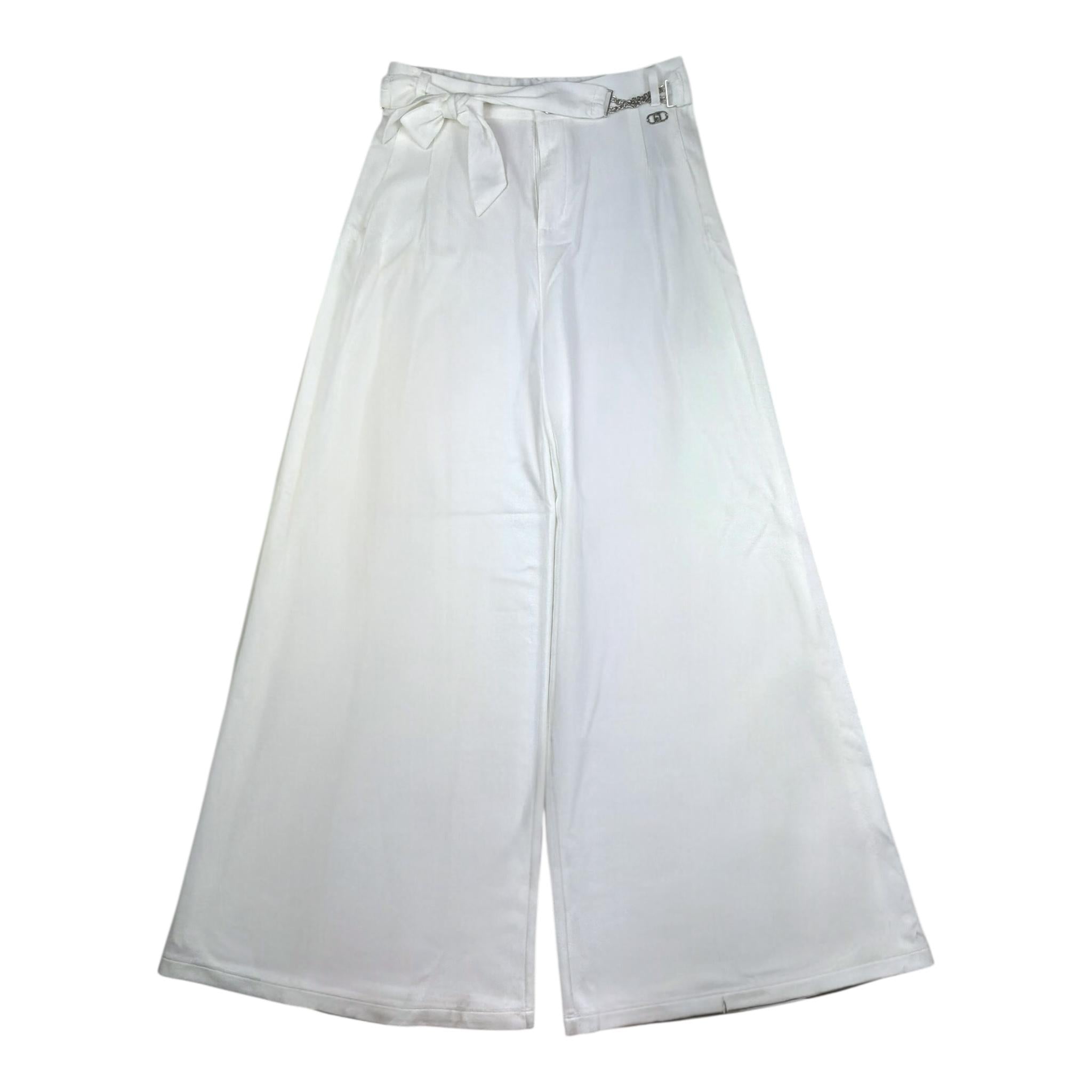 Liu Jo Pantalone Tinta Unita Modello Palazzo per Bambina GA5057X BIANCO LIU JO 