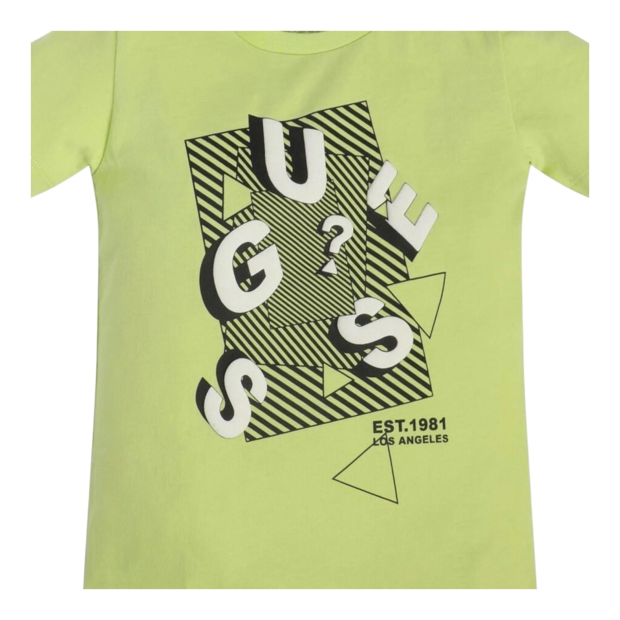 Guess T-Shirt Girocollo Tinta Unita con Stampa per Neonato N3RI16K8HM0 VERDE GUESS 
