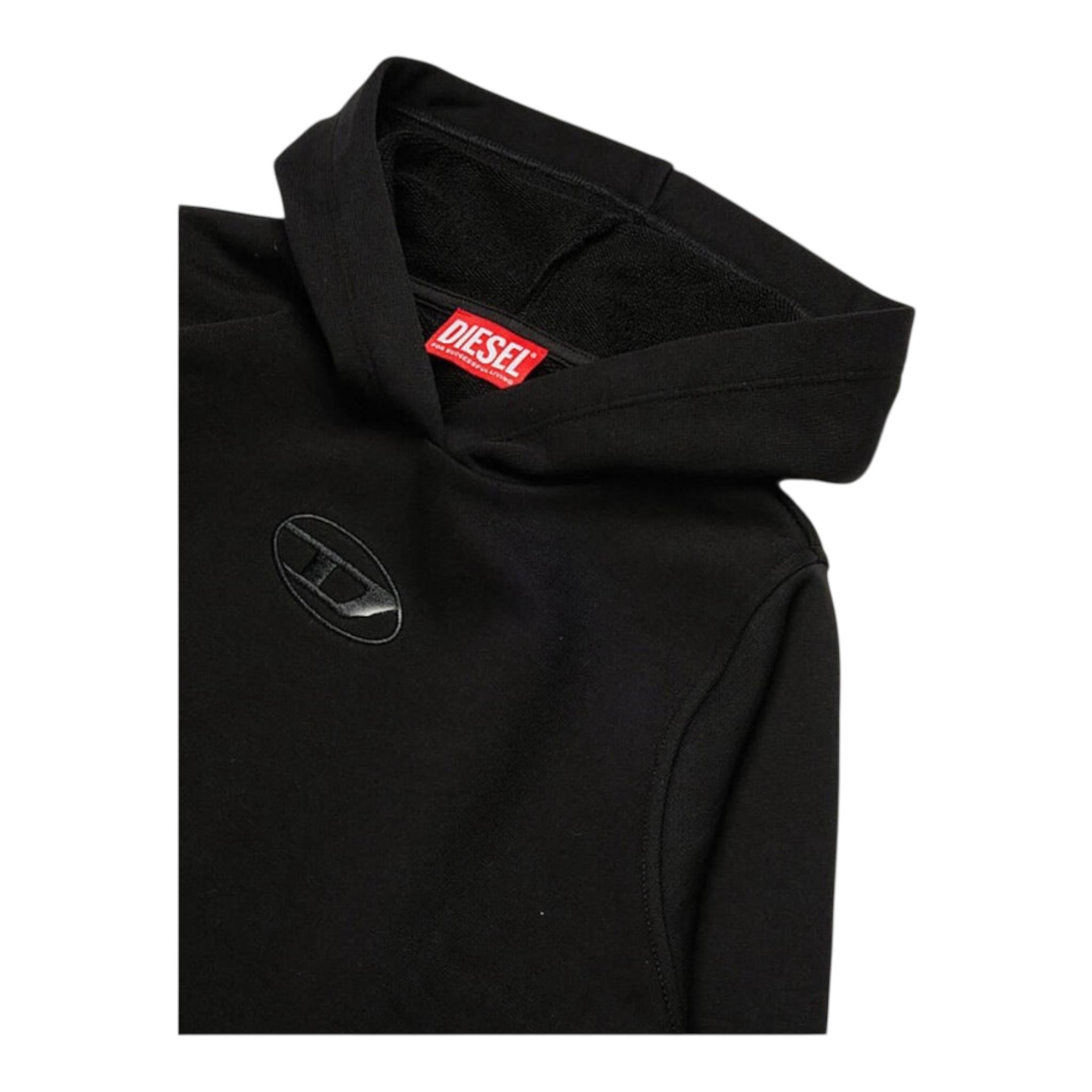 Diesel Felpa Tinta Unita con Cappuccio per Bambina J02014 NERO DIESEL 