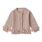 Mini Banda Cardigan Tinta Unita con Bottoni Fiori per Neonata 3B762X SABBIA MINI BANDA 
