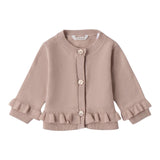 Mini Banda Cardigan Tinta Unita con Bottoni Fiori per Neonata 3B762X SABBIA MINI BANDA 