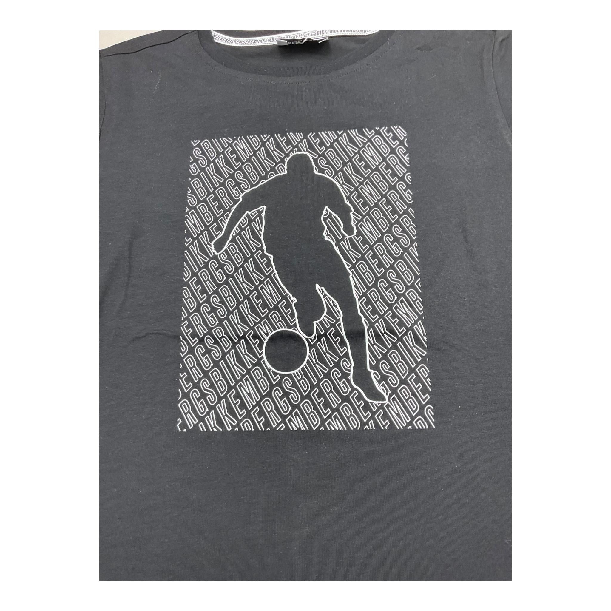 Bikkembergs T-Shirt Girocollo Tinta Unita con Stampa per Bambino BK3153 NERO BiKKEMBERGS 