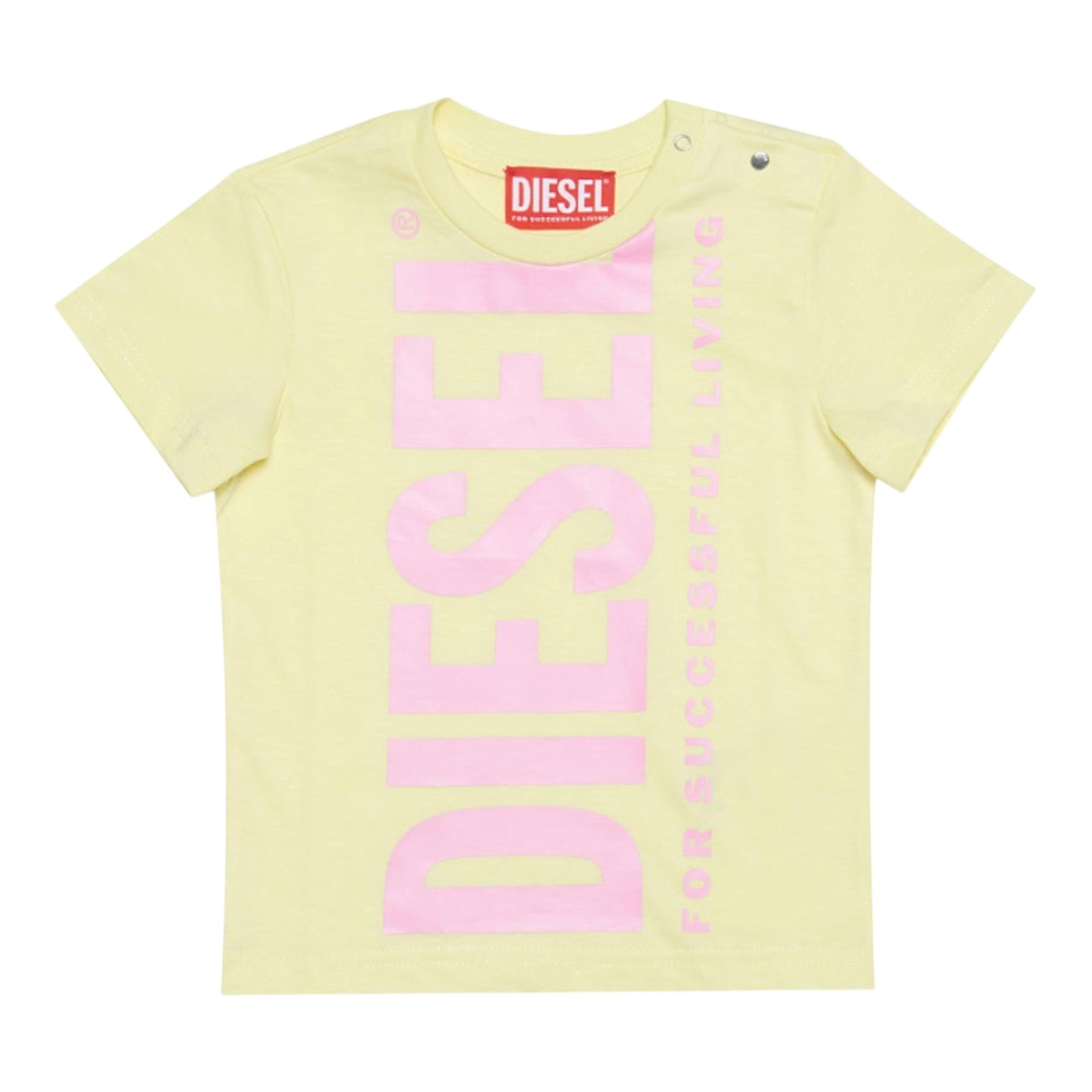 Diesel T-Shirt Girocollo Tinta Unita con Giallo per Neonata K00347 GIALLO DIESEL 