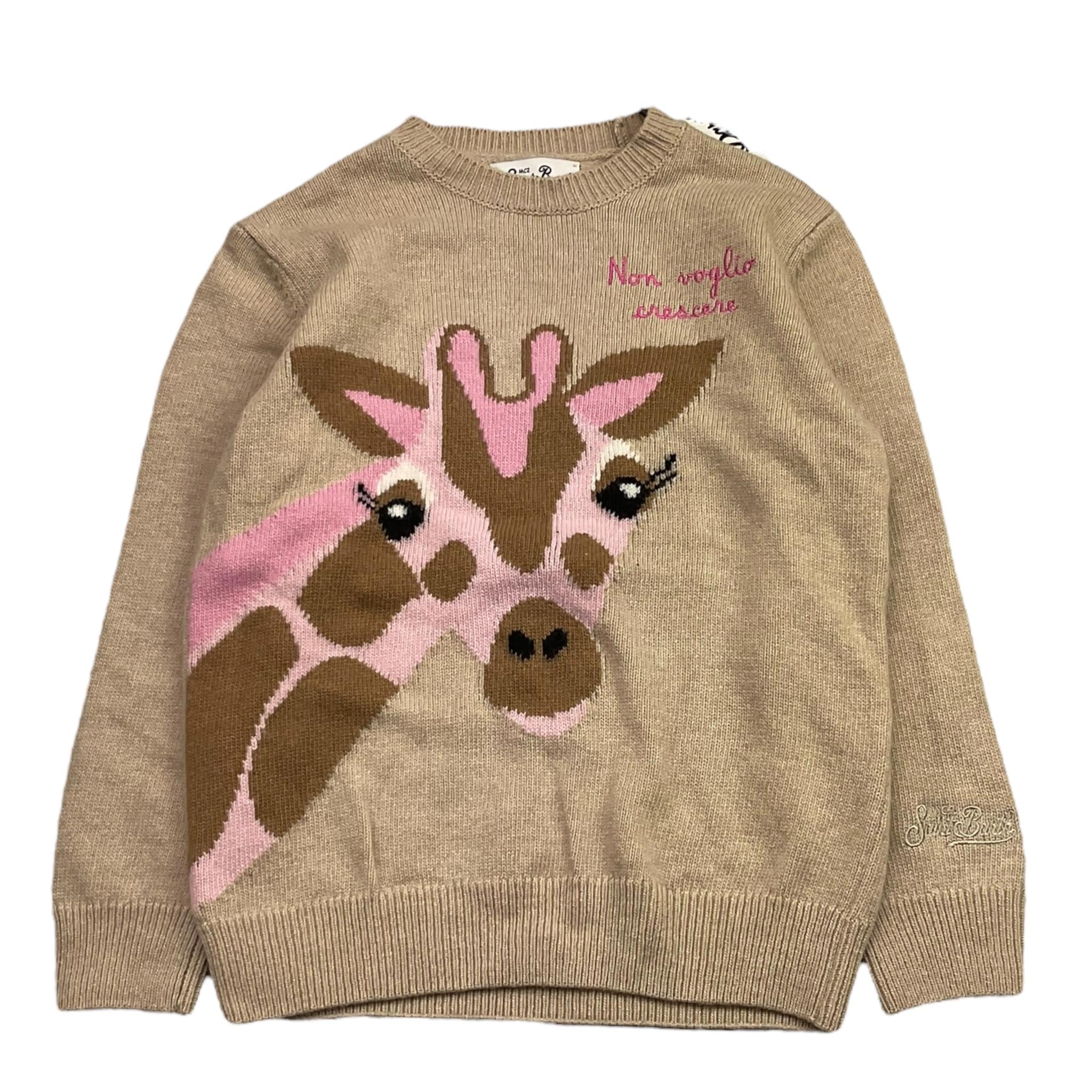 SAINT BARTH maglia girocollo tinta unita con stampa  Sabbia per Bambina PRC000001 SABBIA SAINT BARTH 