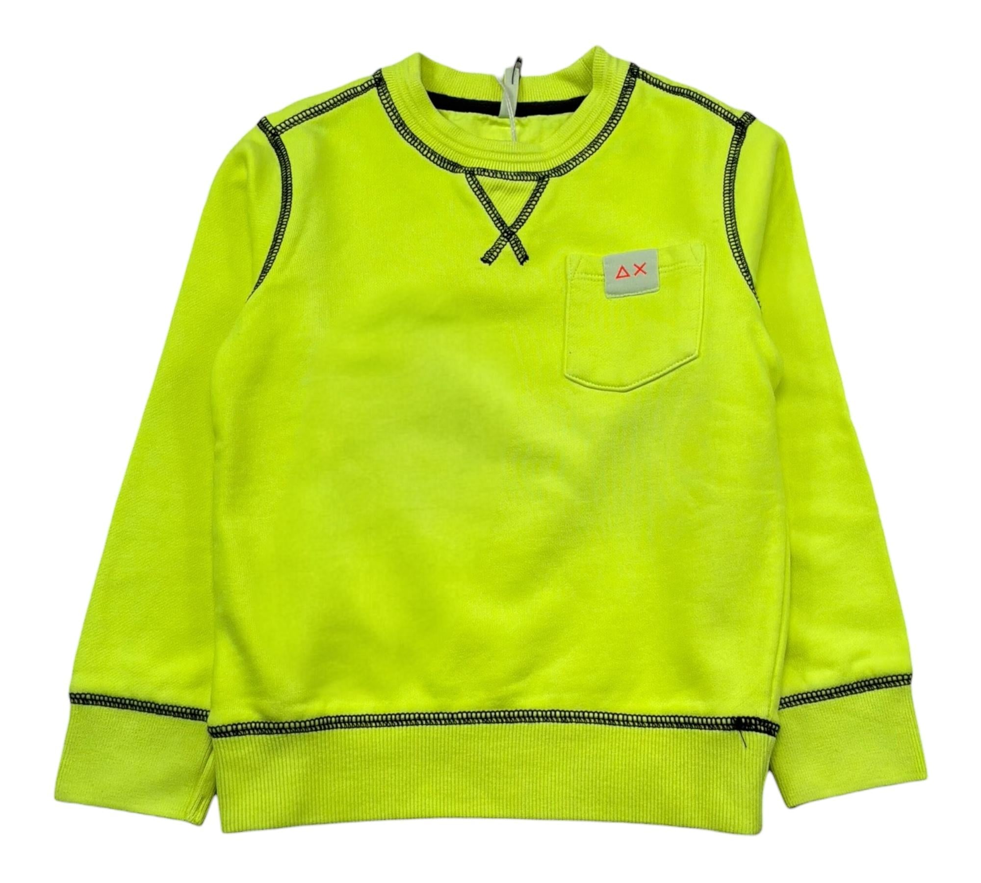 Sun68 Felpa Chiusa Girocollo Tinta Unita con Logo per Bambino F31314 GIALLO FLUO SUN68 