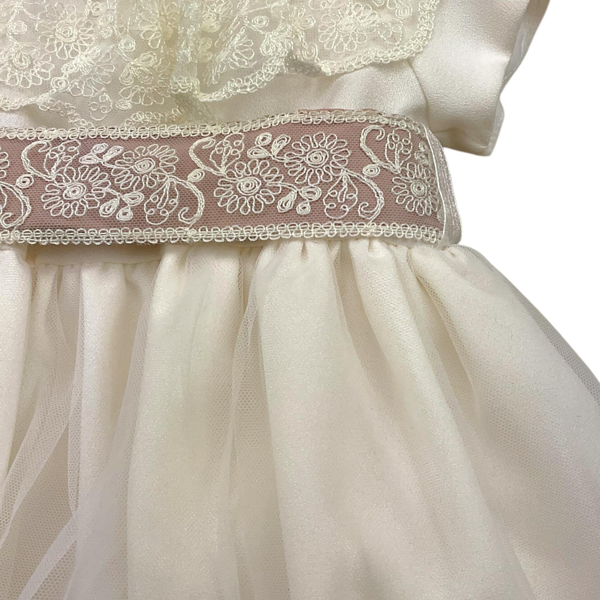 MARLU' abito cerimonia tinta unita con ricami Bianco per Neonata MU11769 BIANCO MARLU' 