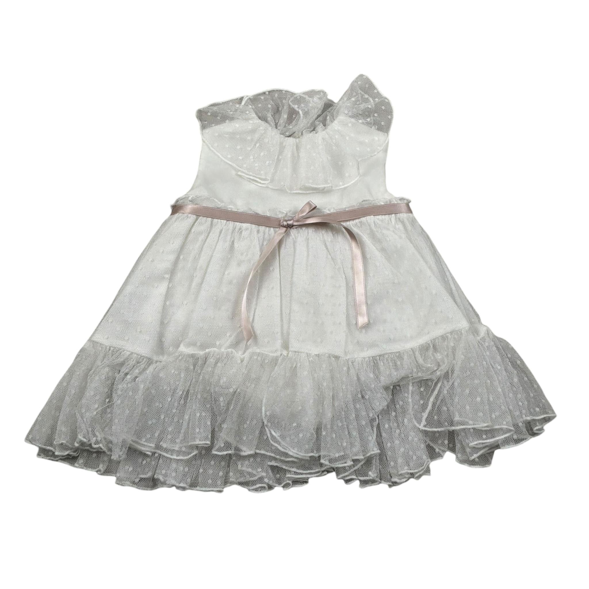 La Stupenderia Abito Giromanica Tinta Unita con Tulle per Neonata CBAB64 BIANCO LA STUPENDERIA 