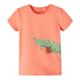 Name.It T-Shirt Girocollo Tinta Unita Con Stampa Arancione Per Neonato