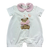 Le Bebe Pagliaccetto Mezza Manica Tinta Unita con Stampa per Neonata LBG6261 BIANCO LE BEBE 